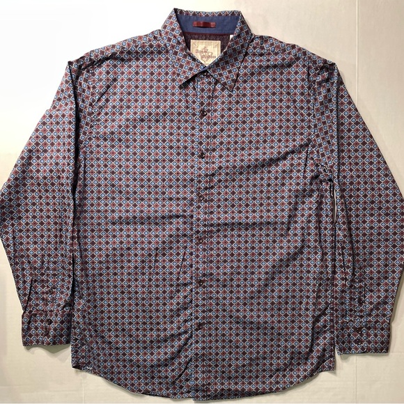 Age of Wisdom Shirt Mens Size XL Long Sleeve Button Up Flip Cuff Diamond Pattern - Picture 2 of 14